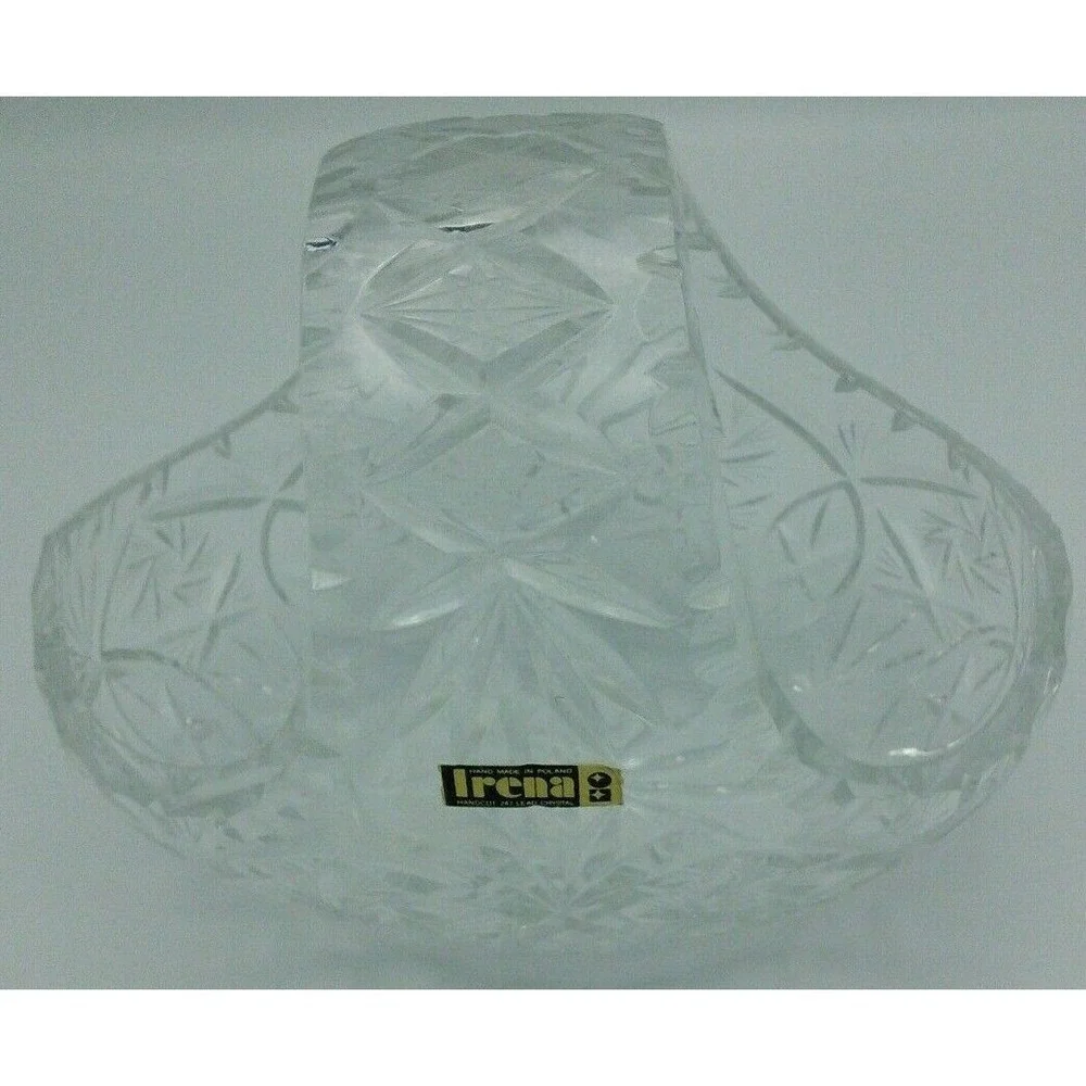 Irena 24% Lead Crystal Bowl & Matching Basket Easter Set With Stars & Palms 2 pc